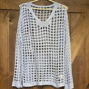 Light Blue Crochet Knit Sweater